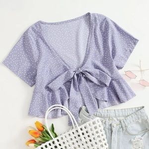 Shein Purple Top with White Polkadots Size Medium